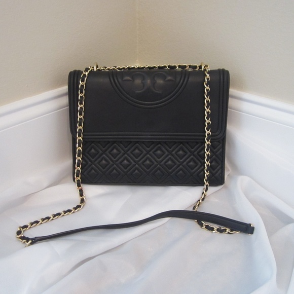 Tory Burch Handbags - Tory Burch Black Lamb Fleming Convertible Bag